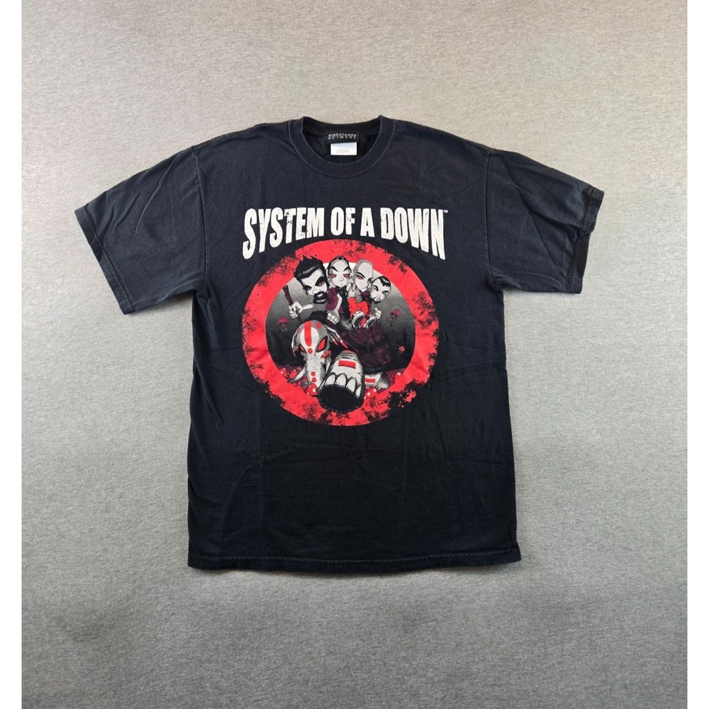 Vtg System Of A Down‎ T Shirt M Black Mushroom Cult Tour Signatures Network Y2K